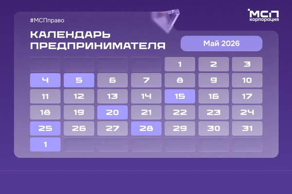 Календарь предпринимателя на май 2026 года